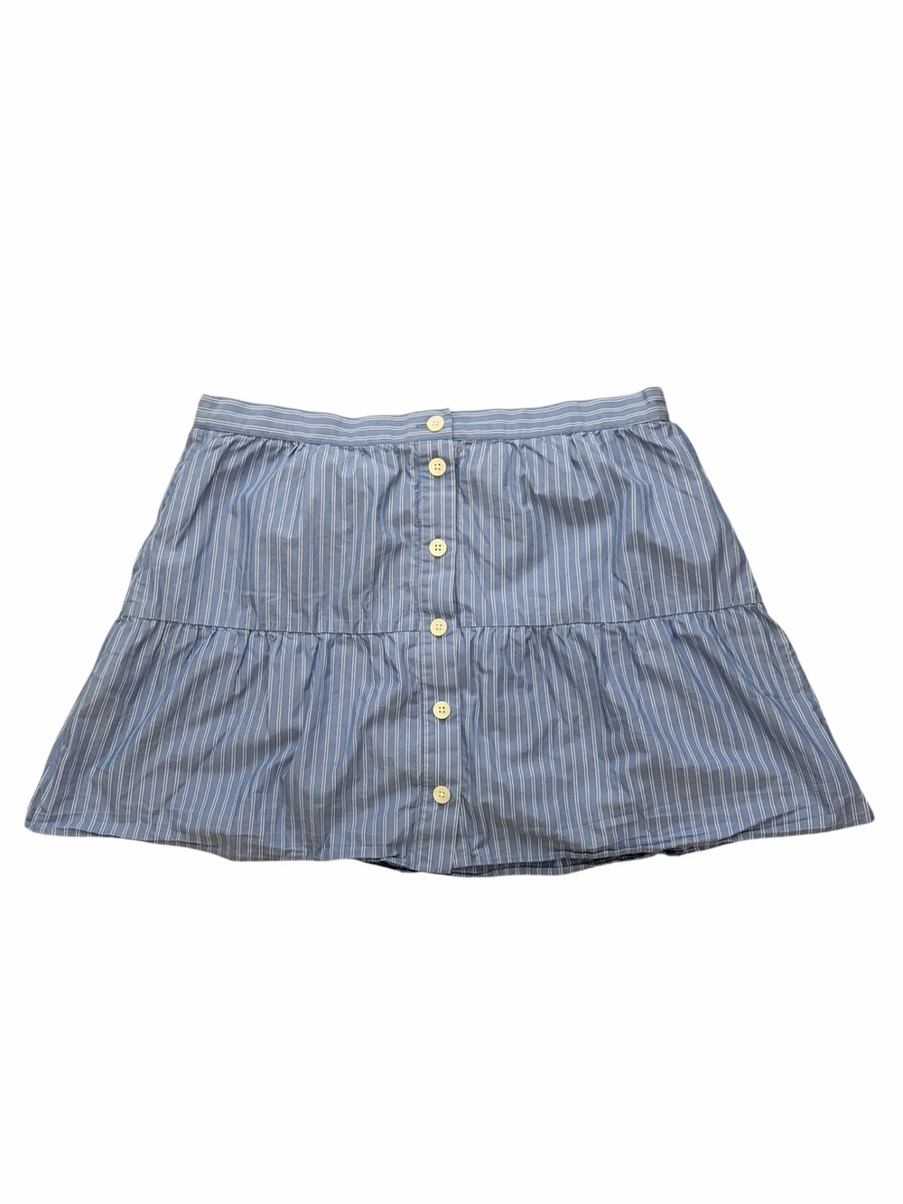 Madewell Coastal Fisherman Nautical Stripe Button-front Tiered Micro Skirt Large